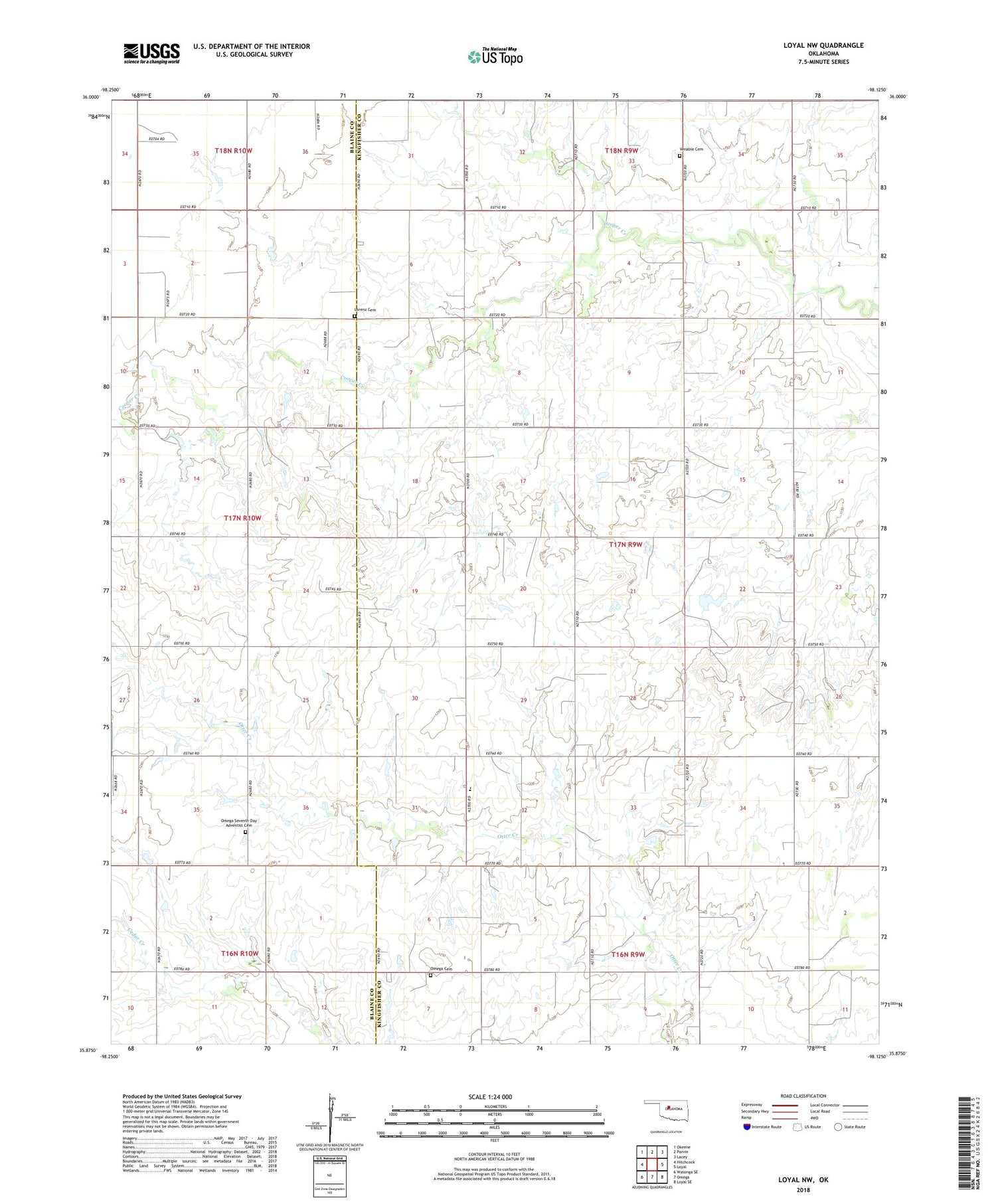 Loyal NW Oklahoma US Topo Map Image