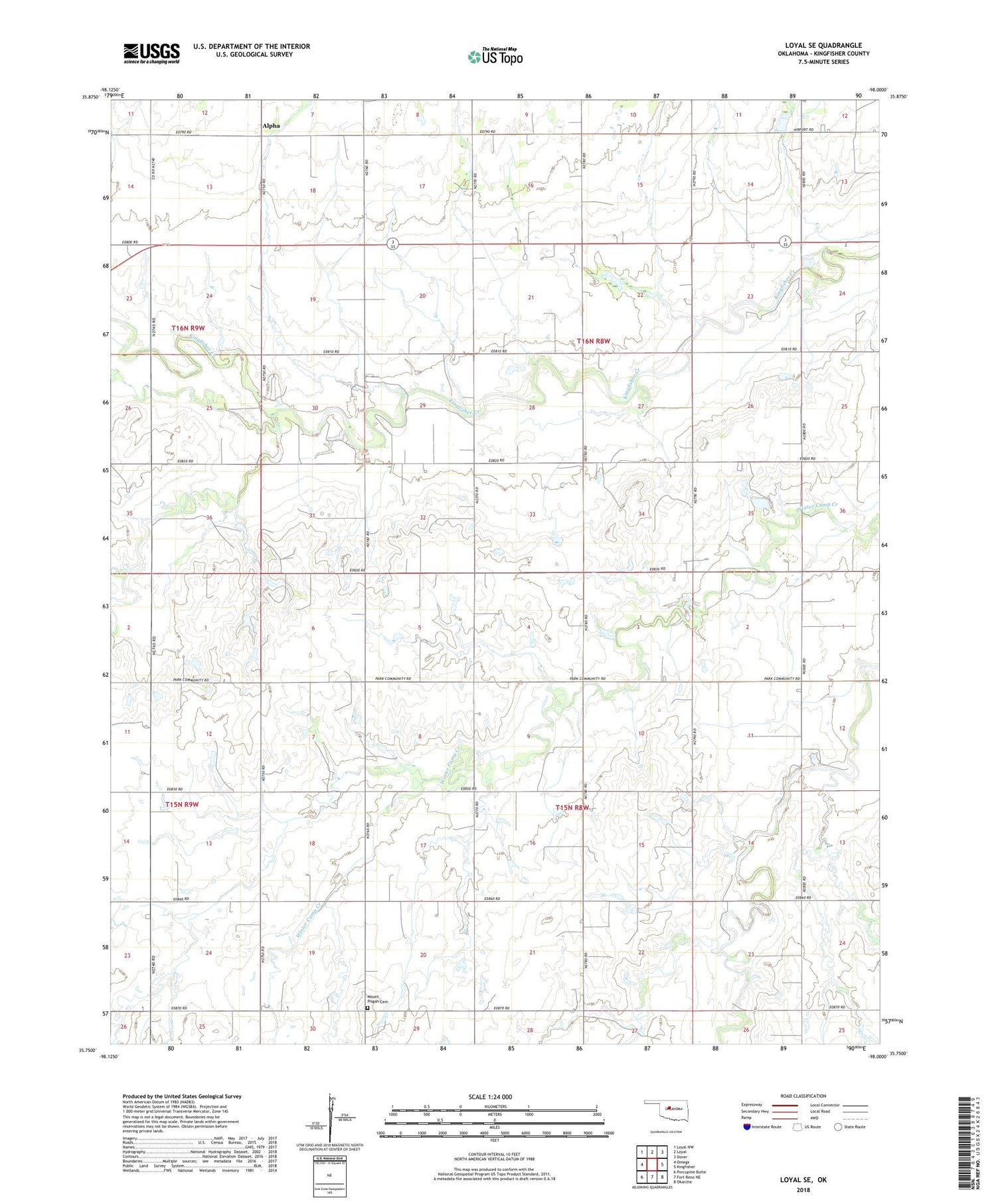 Loyal SE Oklahoma US Topo Map Image