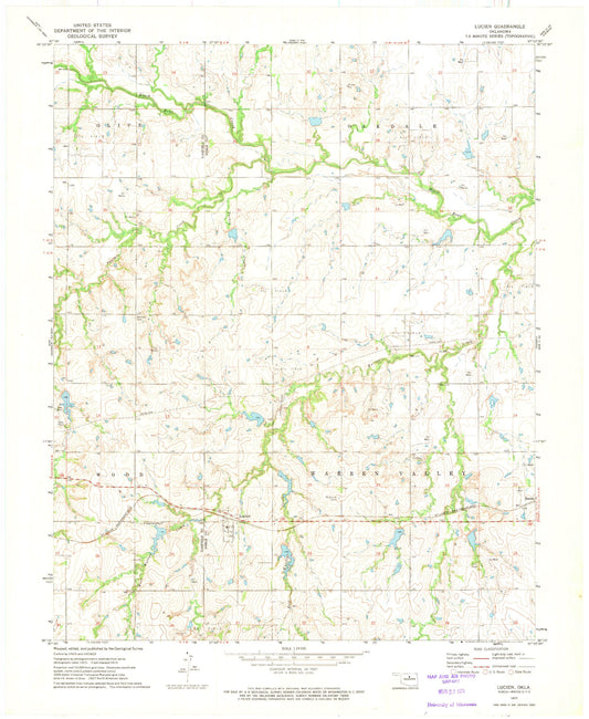 Classic USGS Lucien Oklahoma 7.5'x7.5' Topo Map Image