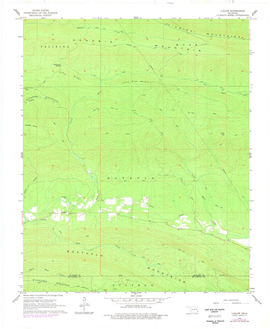 Classic USGS Ludlow Oklahoma 7.5'x7.5' Topo Map Image