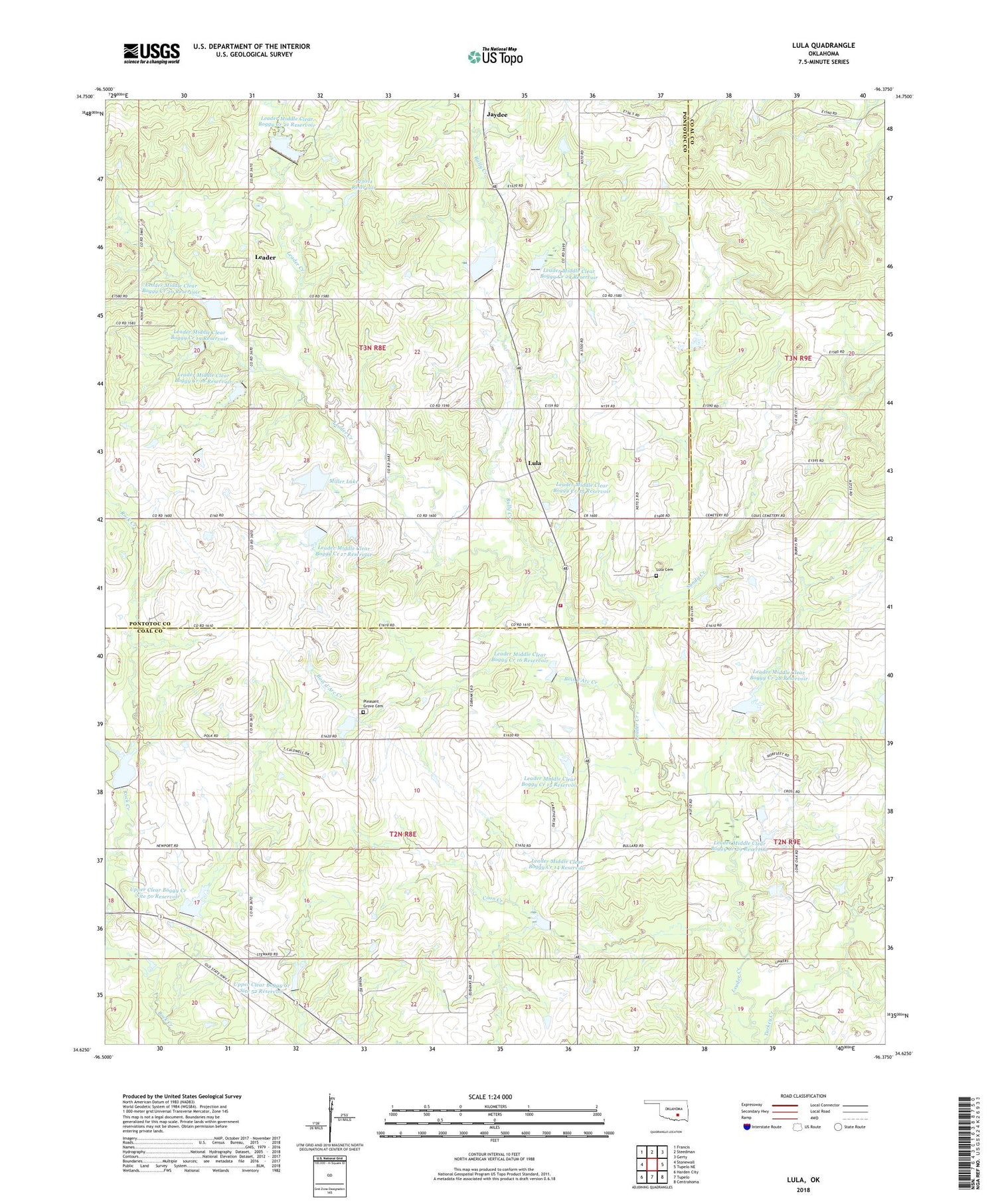 Lula Oklahoma US Topo Map Image