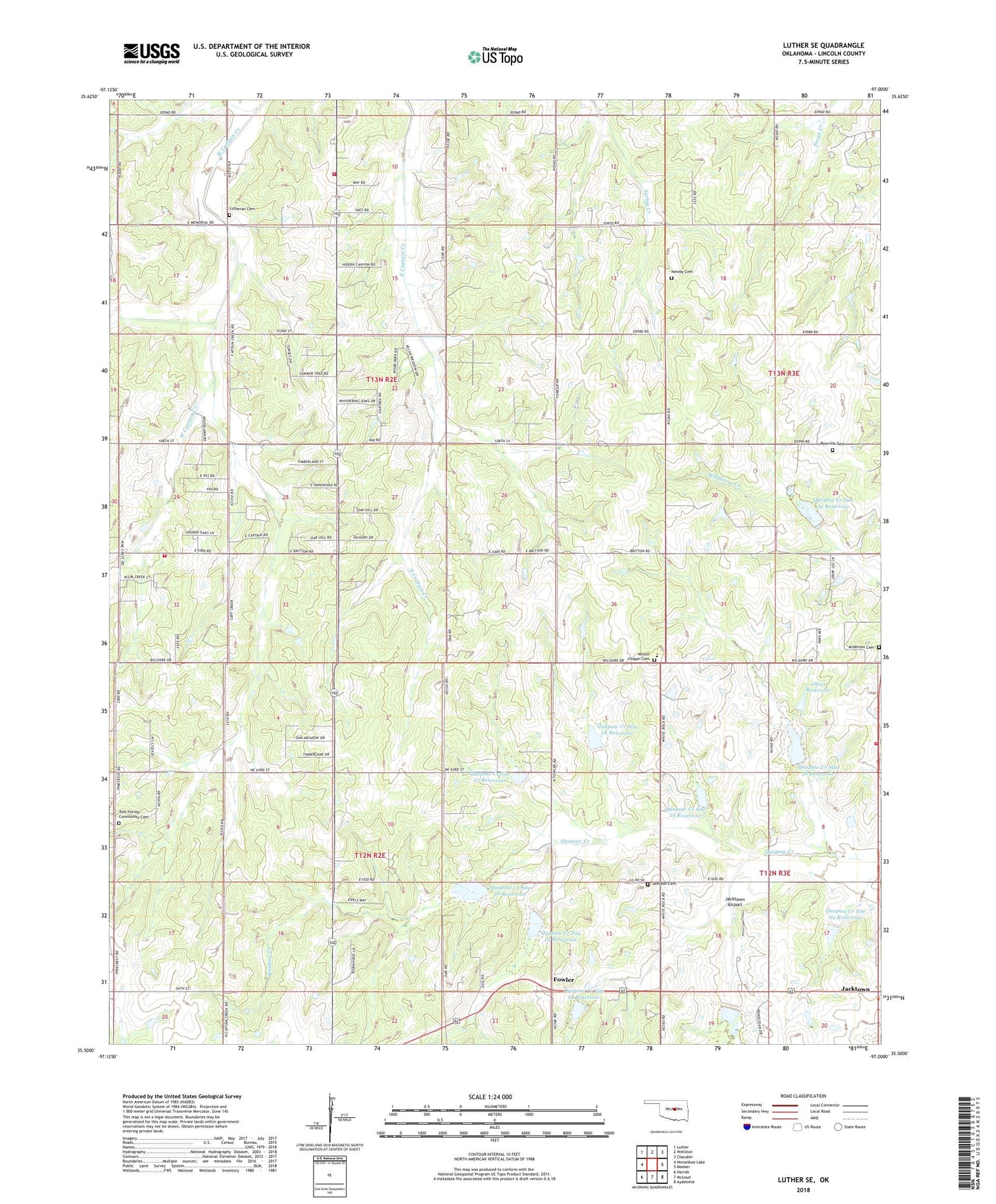 Luther SE Oklahoma US Topo Map Image