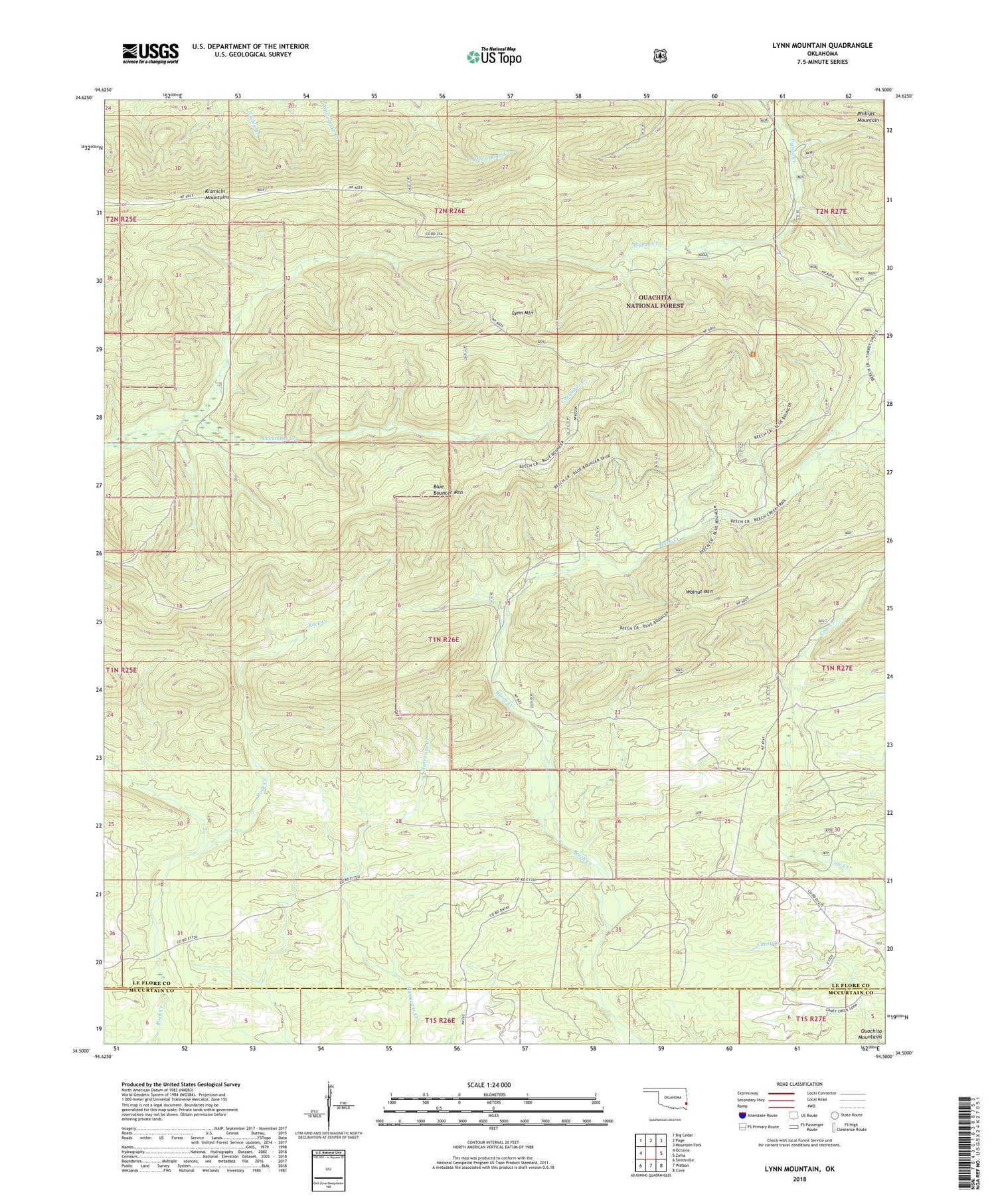 Lynn Mountain Oklahoma US Topo Map Image