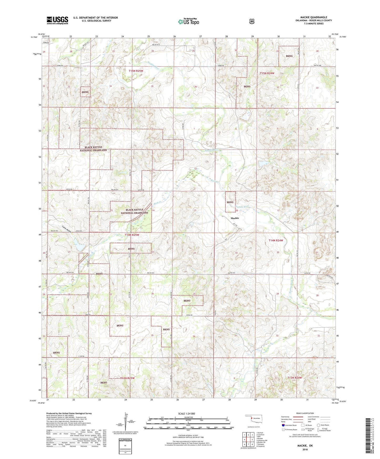 Mackie Oklahoma US Topo Map Image