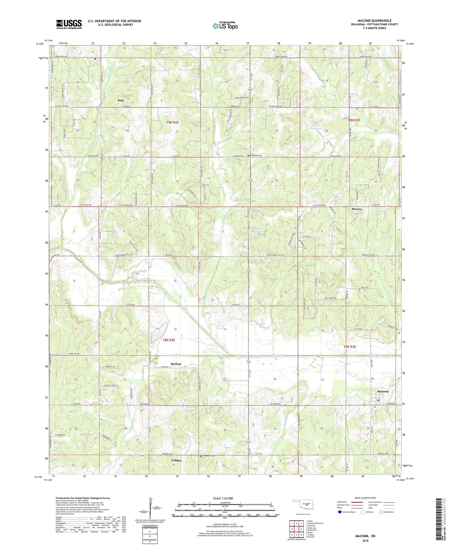 Macomb Oklahoma US Topo Map Image