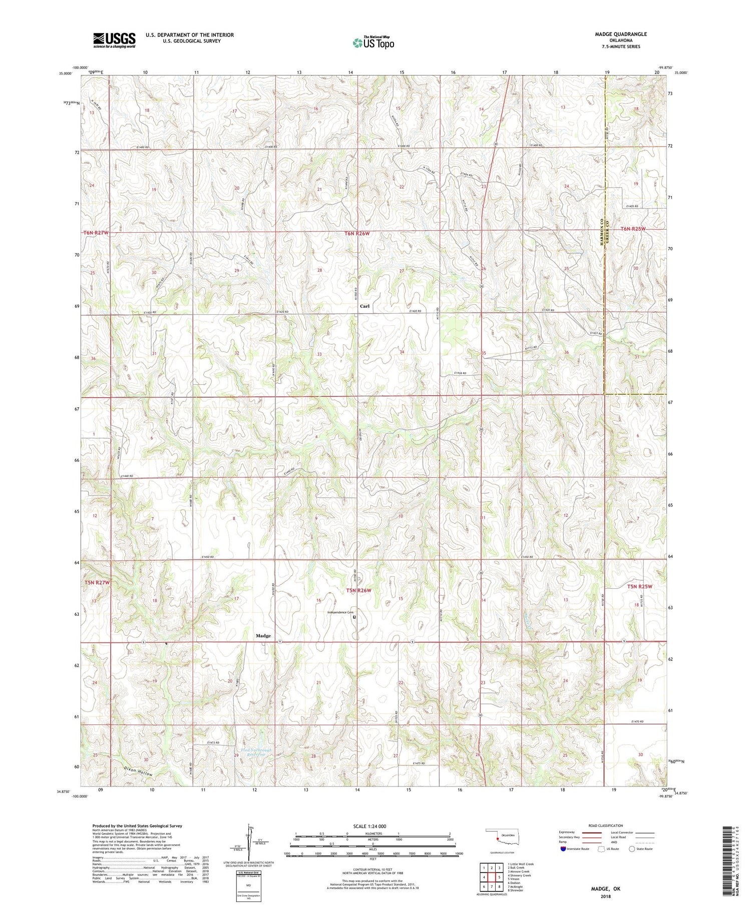 Madge Oklahoma US Topo Map Image