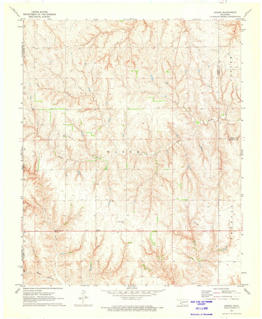 Classic USGS Madge Oklahoma 7.5'x7.5' Topo Map Image