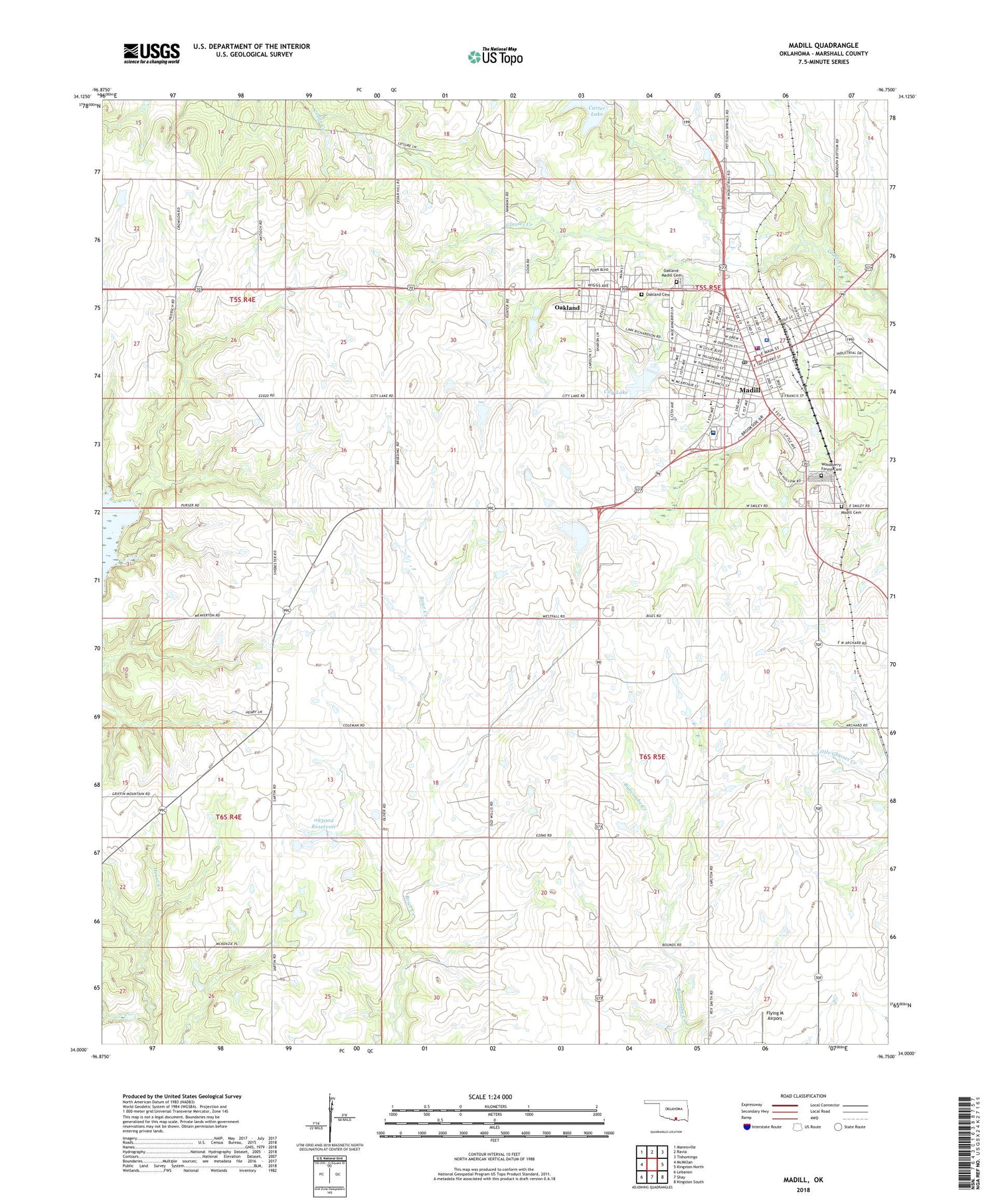 Madill Oklahoma US Topo Map Image