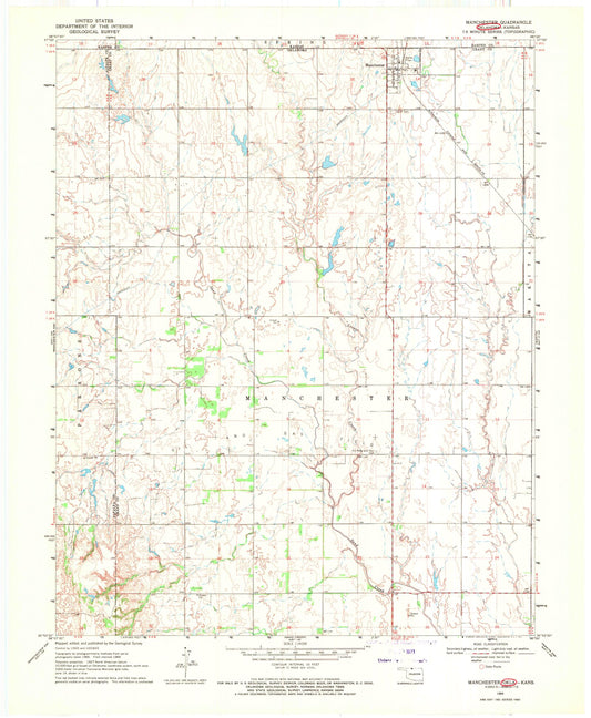 Classic USGS Manchester Oklahoma 7.5'x7.5' Topo Map Image