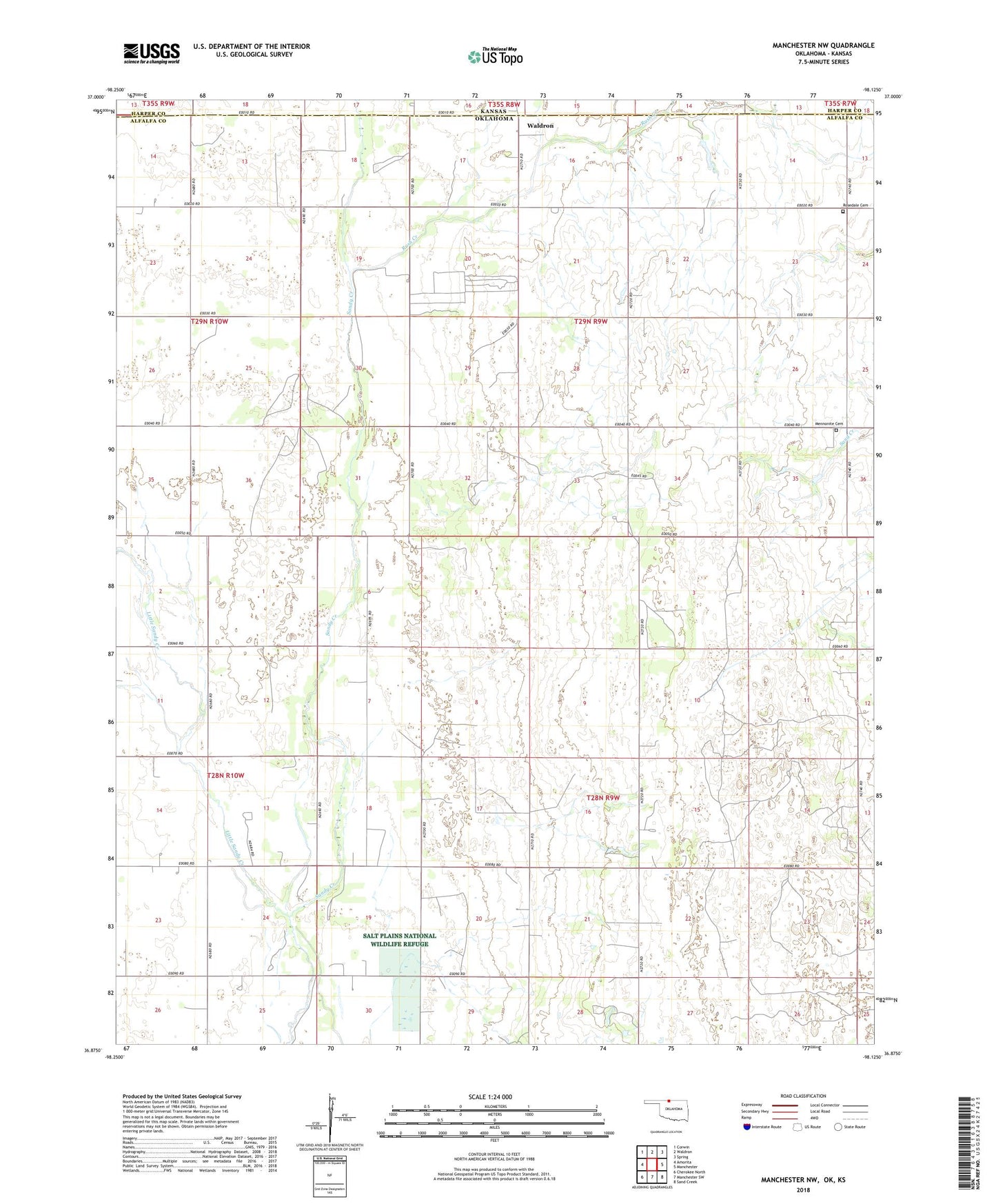 Manchester NW Oklahoma US Topo Map Image