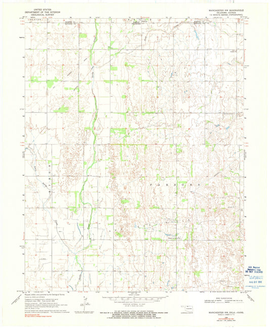 Classic USGS Manchester NW Oklahoma 7.5'x7.5' Topo Map Image