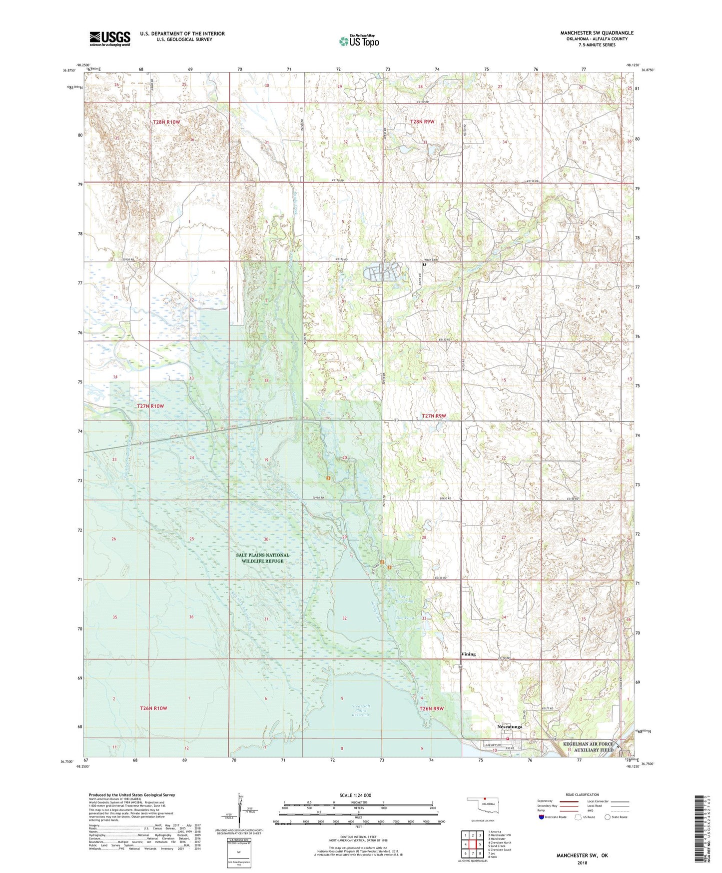 Manchester SW Oklahoma US Topo Map Image