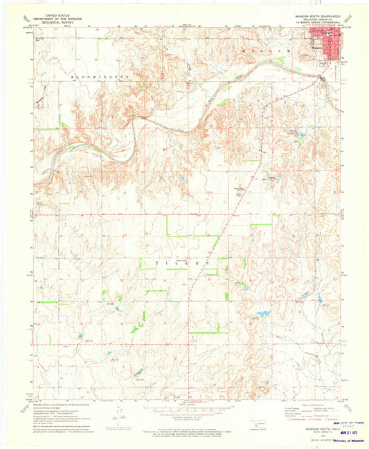 Classic USGS Mangum South Oklahoma 7.5'x7.5' Topo Map Image