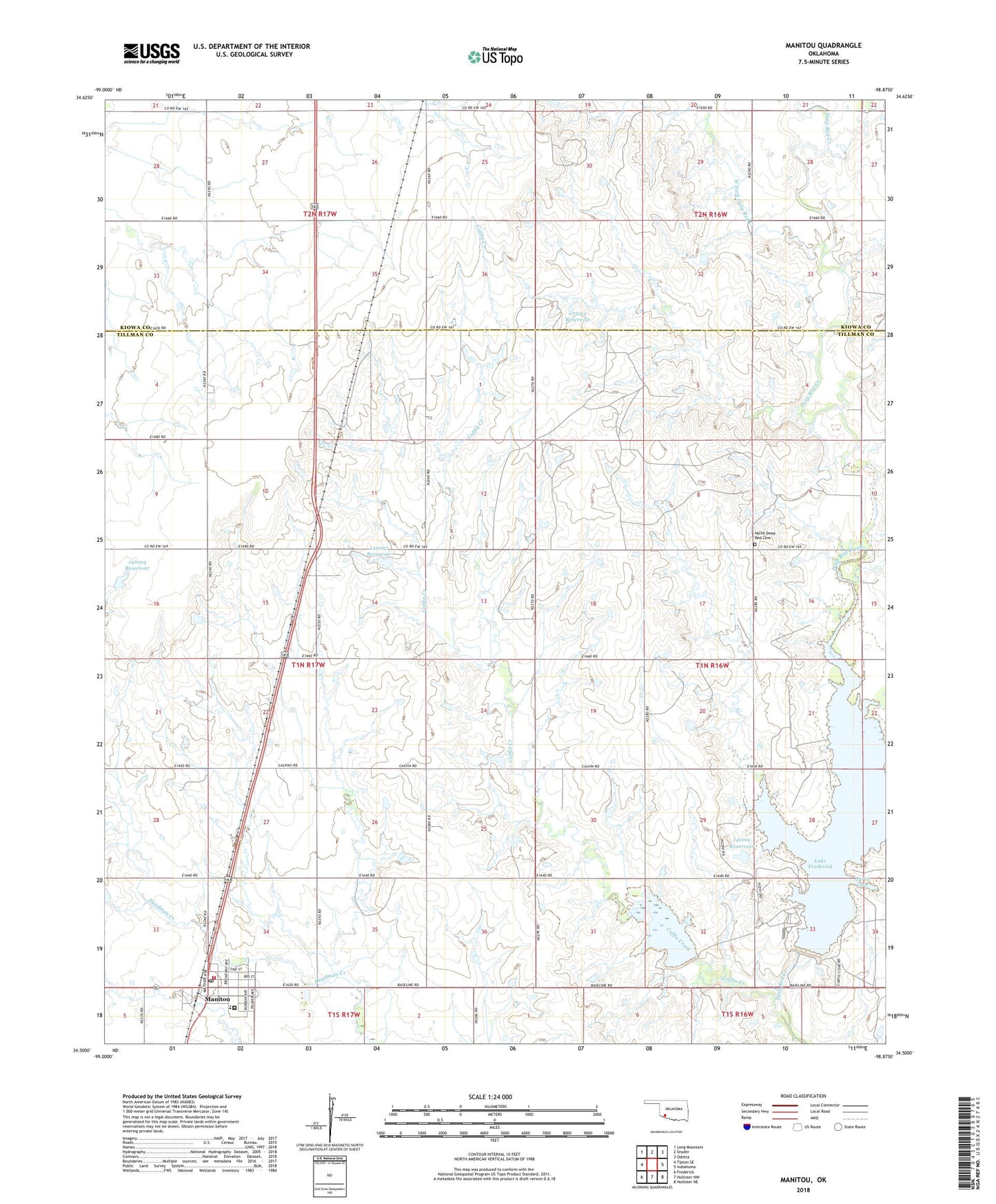 Manitou Oklahoma US Topo Map Image