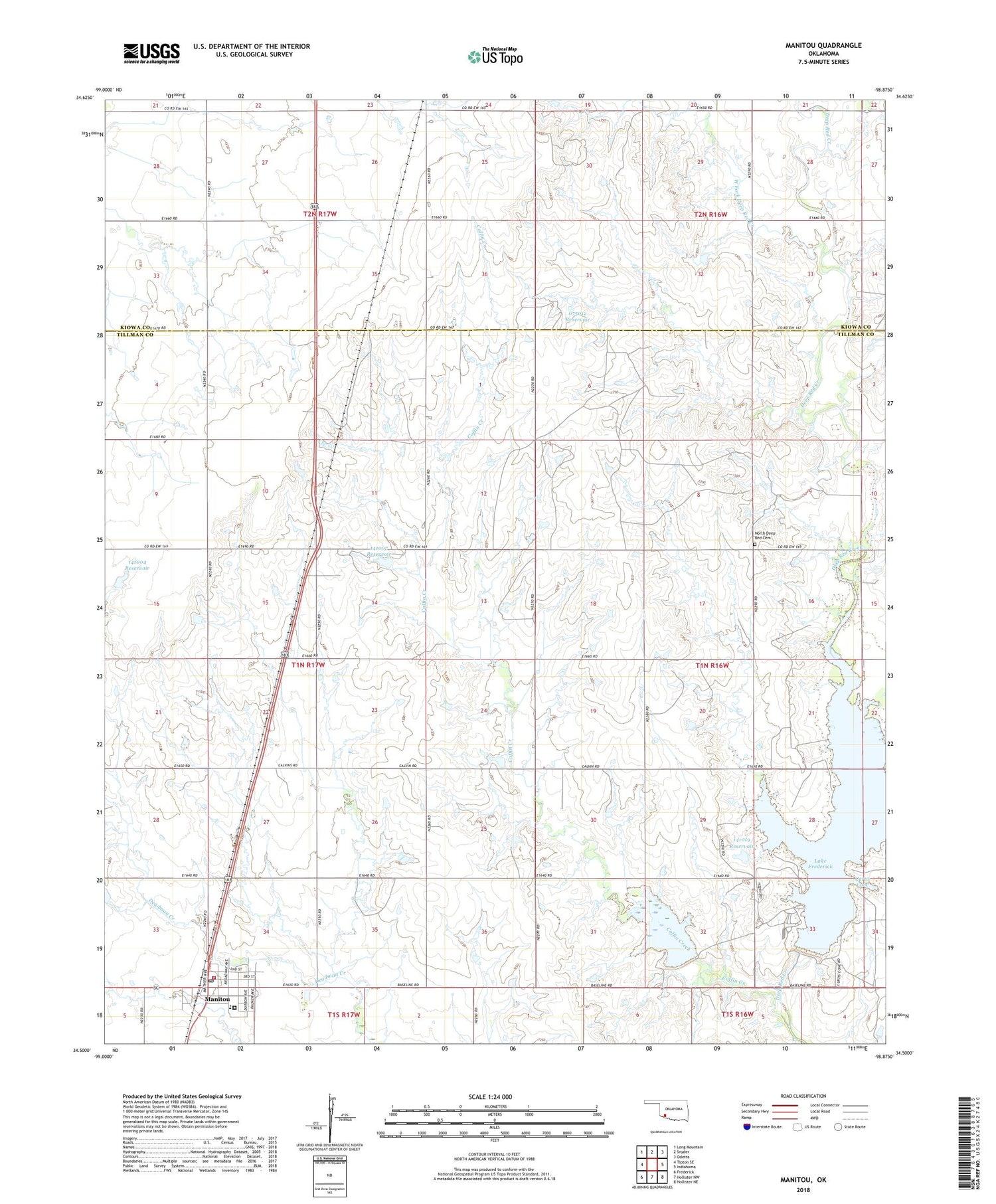 Manitou Oklahoma US Topo Map Image