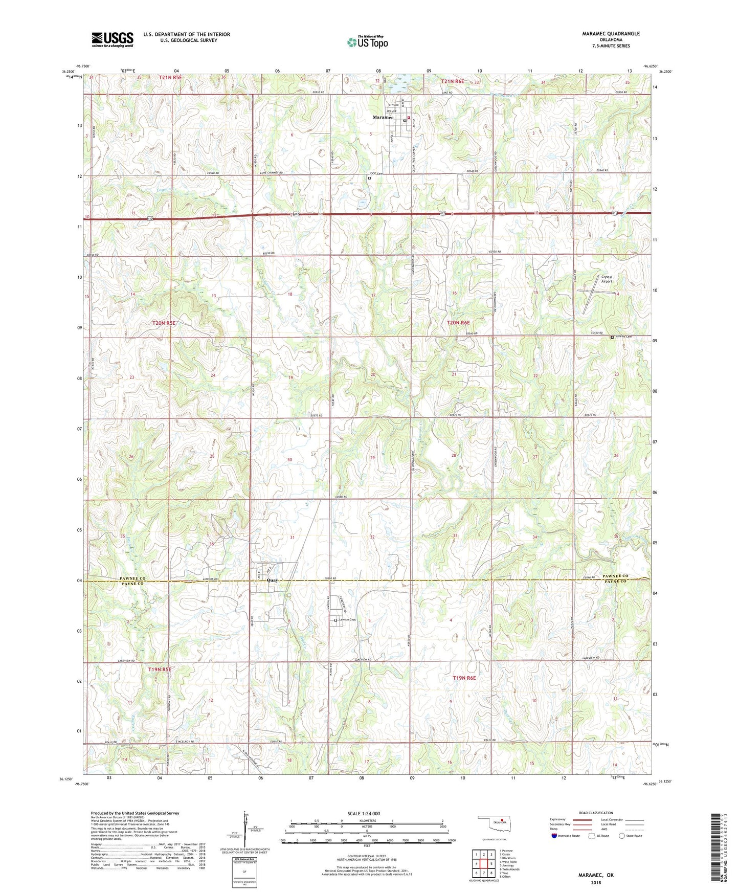 Maramec Oklahoma US Topo Map Image
