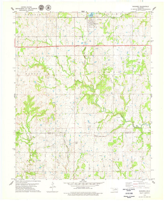 Classic USGS Maramec Oklahoma 7.5'x7.5' Topo Map Image