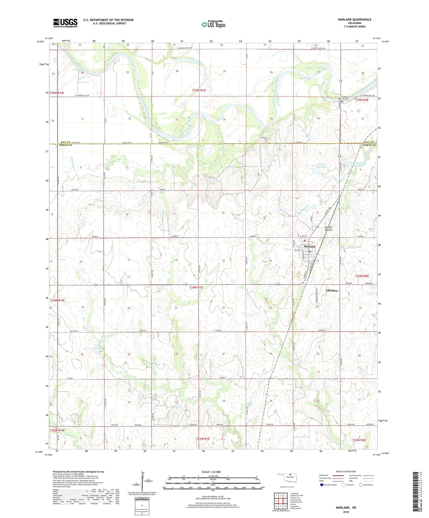 Marland Oklahoma US Topo Map Image