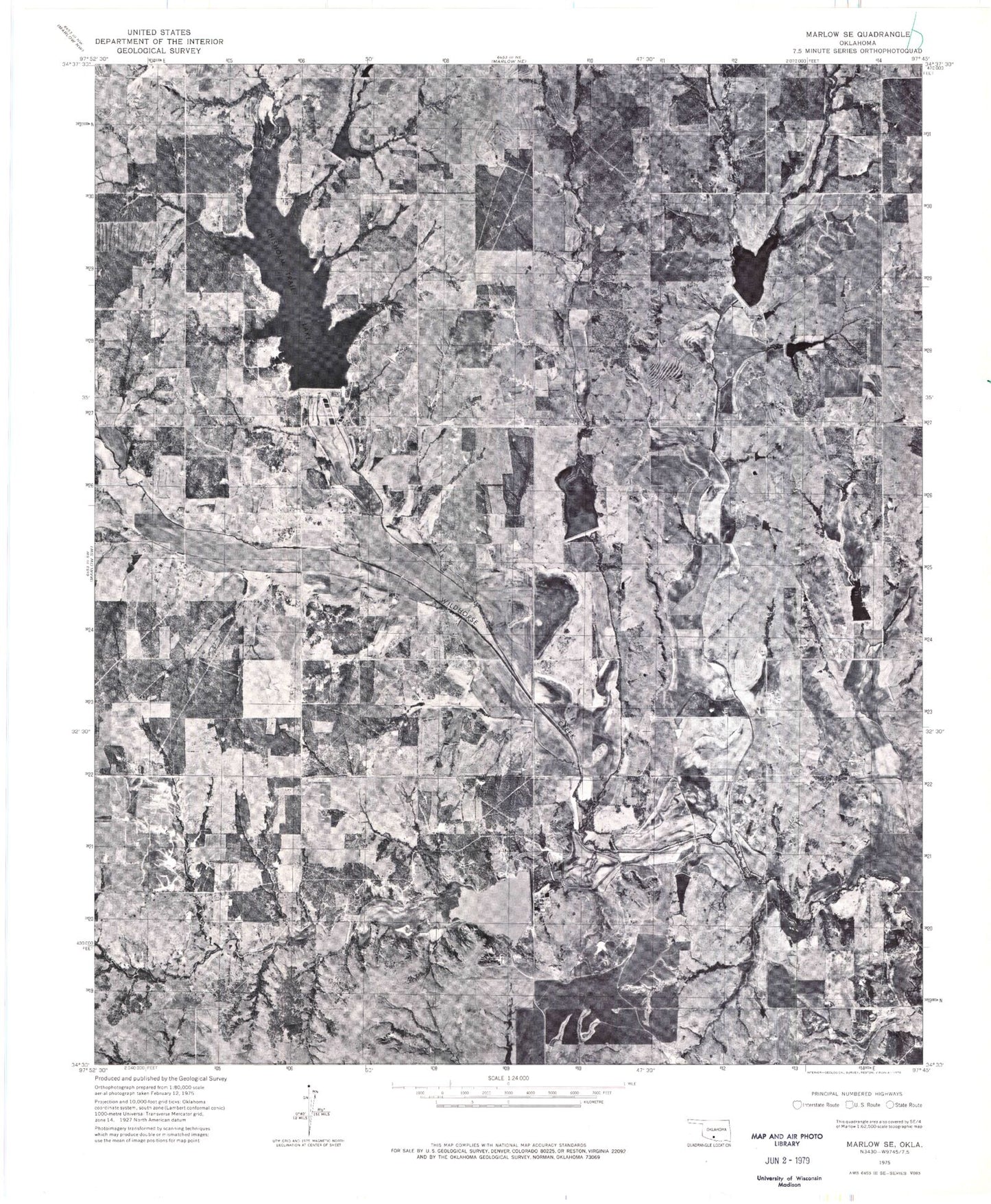 Classic USGS Hope Oklahoma 7.5'x7.5' Topo Map Image