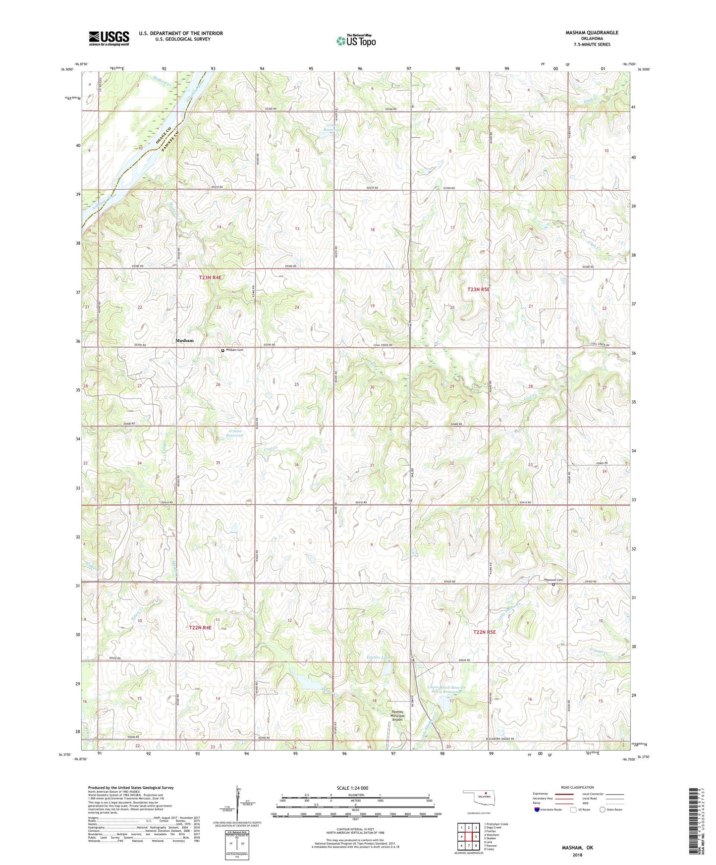 Masham Oklahoma US Topo Map Image