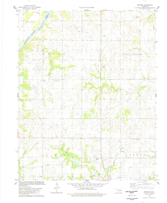 Classic USGS Masham Oklahoma 7.5'x7.5' Topo Map Image