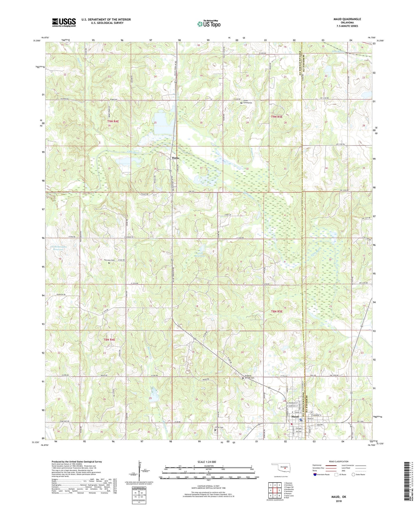 Maud Oklahoma US Topo Map Image