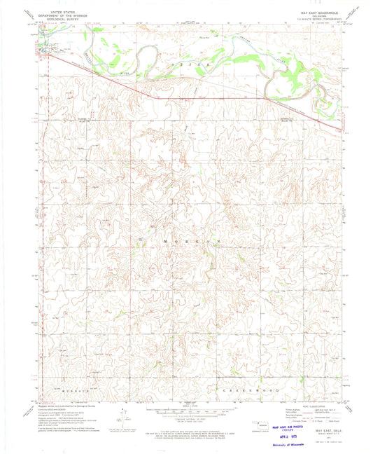 Classic USGS May East Oklahoma 7.5'x7.5' Topo Map Image