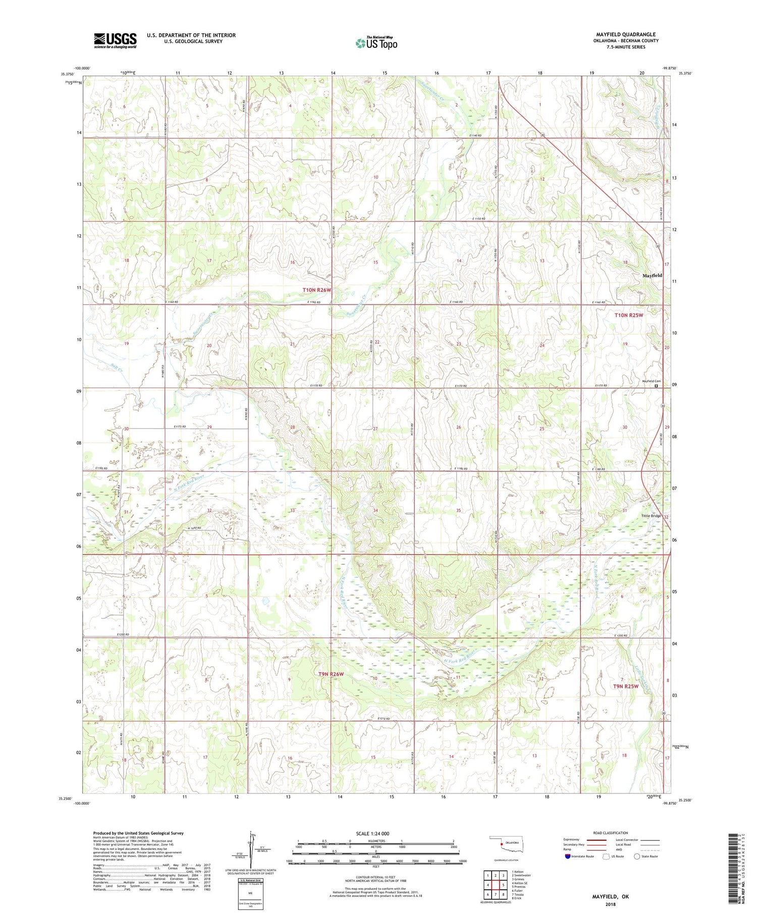 Mayfield Oklahoma US Topo Map Image