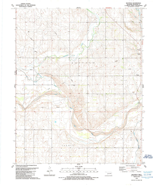 Classic USGS Mayfield Oklahoma 7.5'x7.5' Topo Map Image