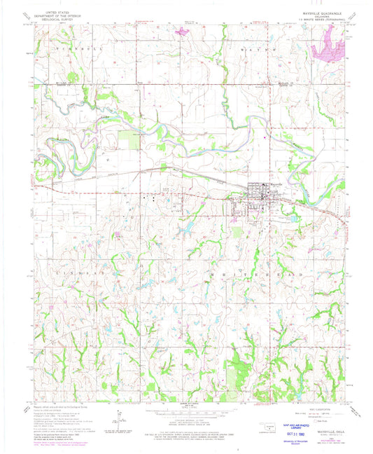 Classic USGS Maysville Oklahoma 7.5'x7.5' Topo Map Image