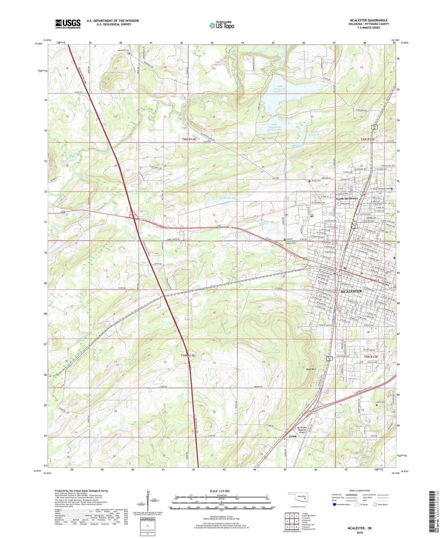 McAlester Oklahoma US Topo Map Image