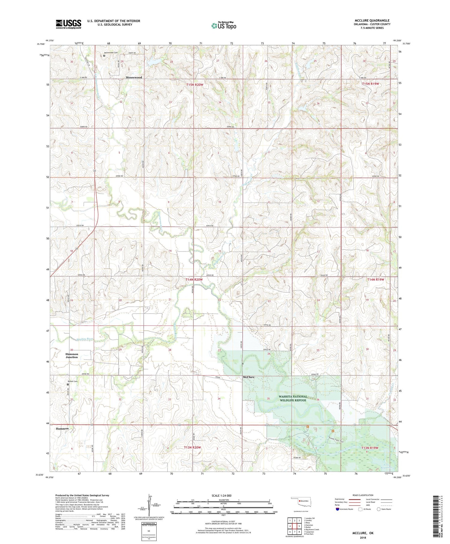 McClure Oklahoma US Topo Map Image