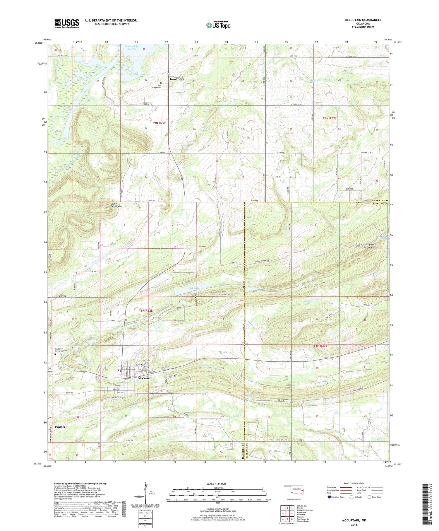McCurtain Oklahoma US Topo Map Image