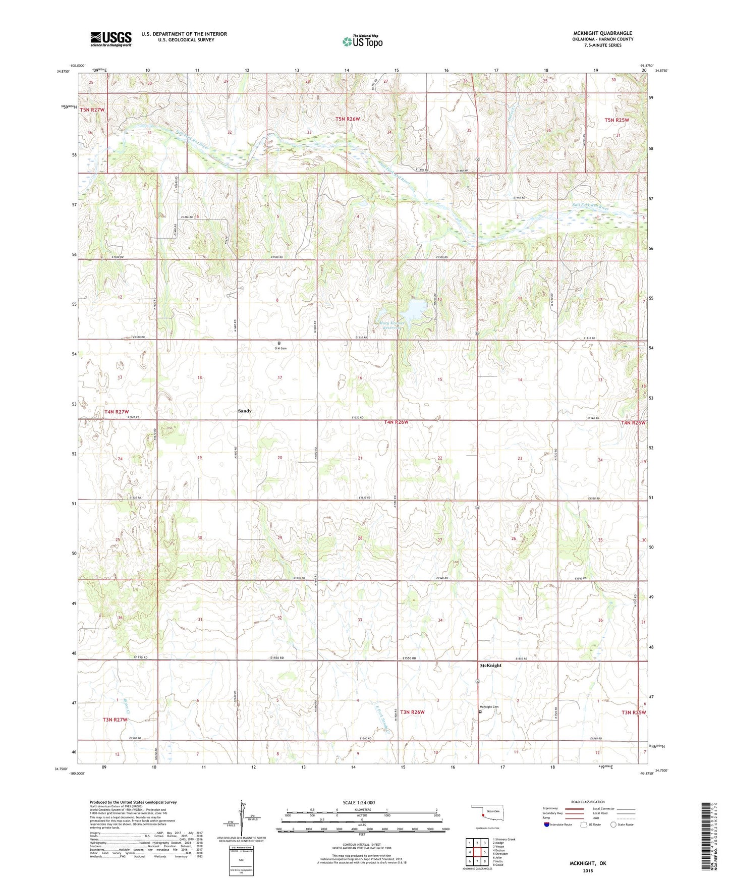 McKnight Oklahoma US Topo Map Image