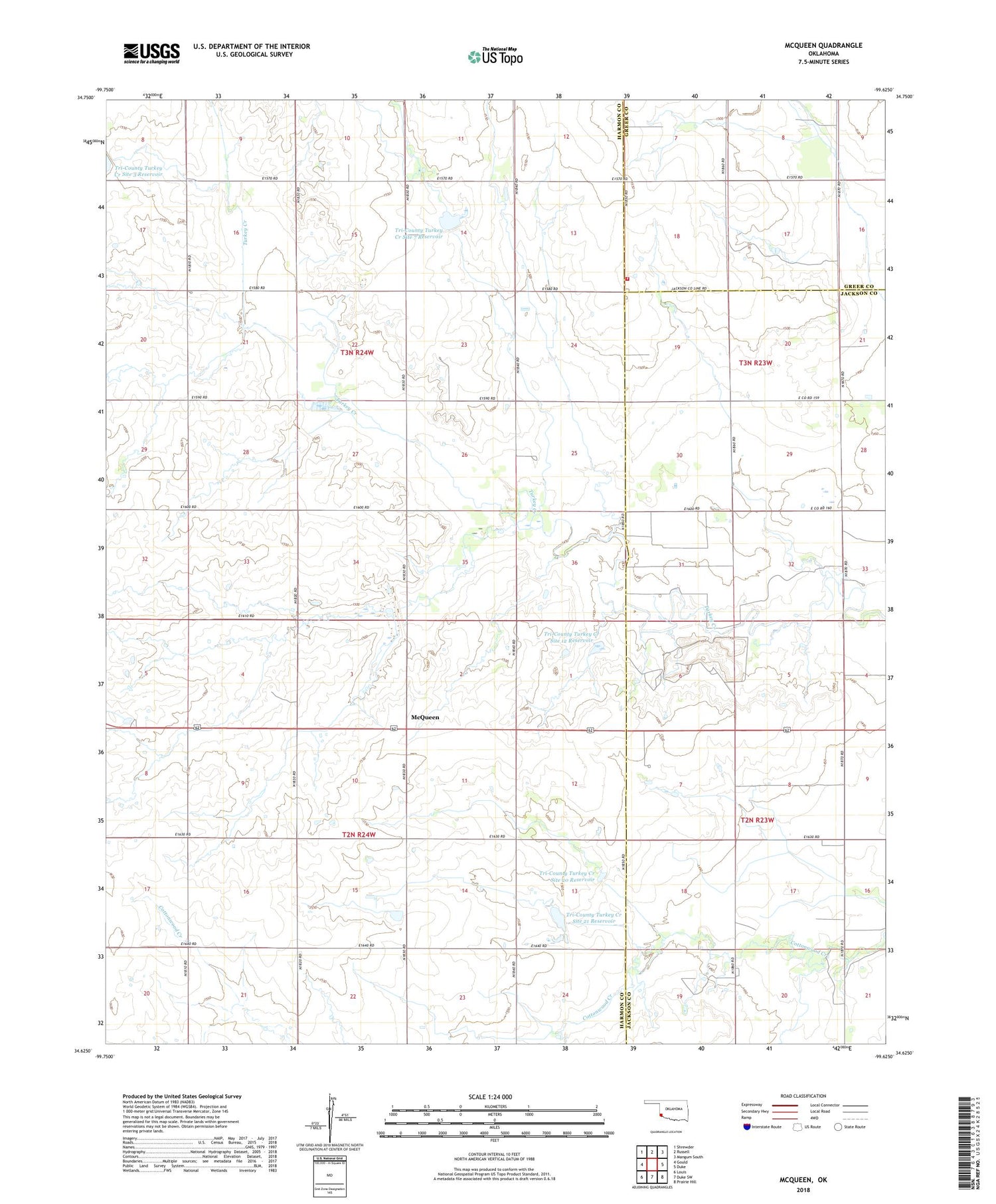 McQueen Oklahoma US Topo Map Image