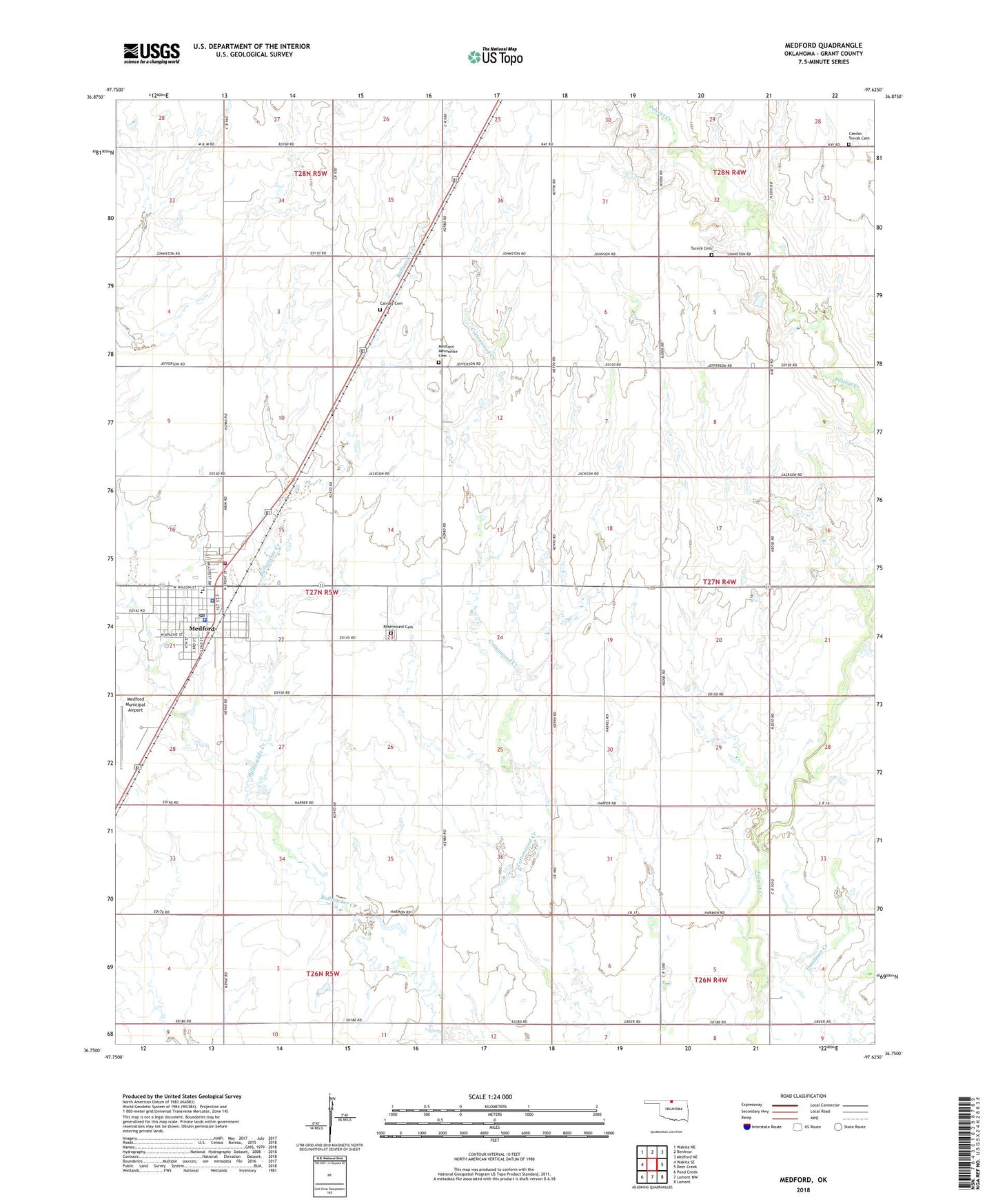 Medford Oklahoma US Topo Map Image