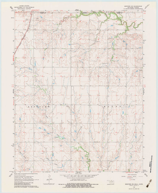 Classic USGS Medford NE Oklahoma 7.5'x7.5' Topo Map Image