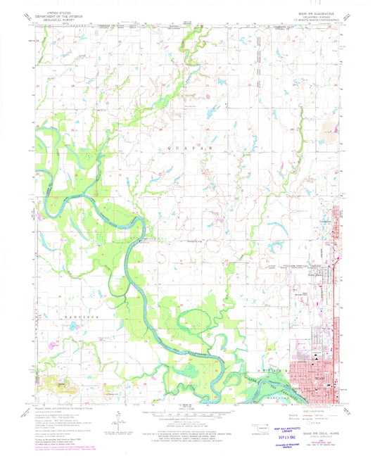 Classic USGS Miami NW Oklahoma 7.5'x7.5' Topo Map Image