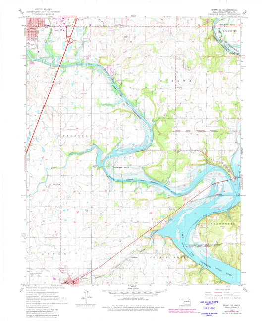 Classic USGS Miami SE Oklahoma 7.5'x7.5' Topo Map Image