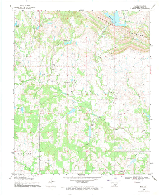 Classic USGS Milo Oklahoma 7.5'x7.5' Topo Map Image