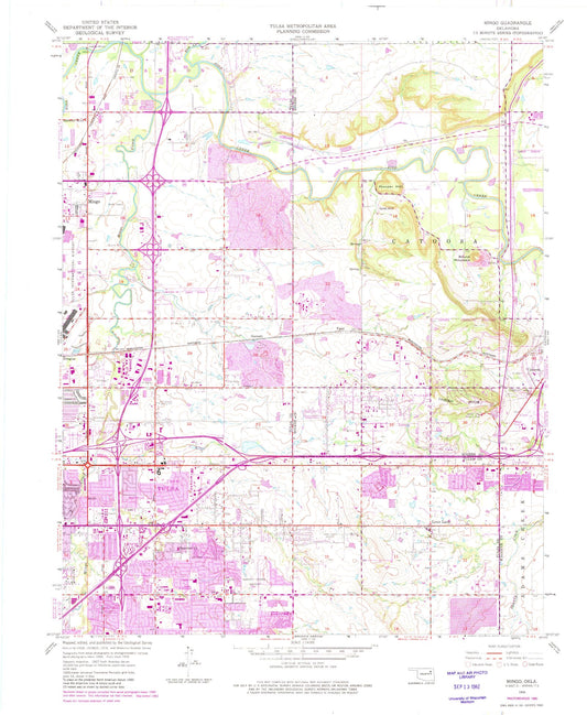 Classic USGS Mingo Oklahoma 7.5'x7.5' Topo Map Image