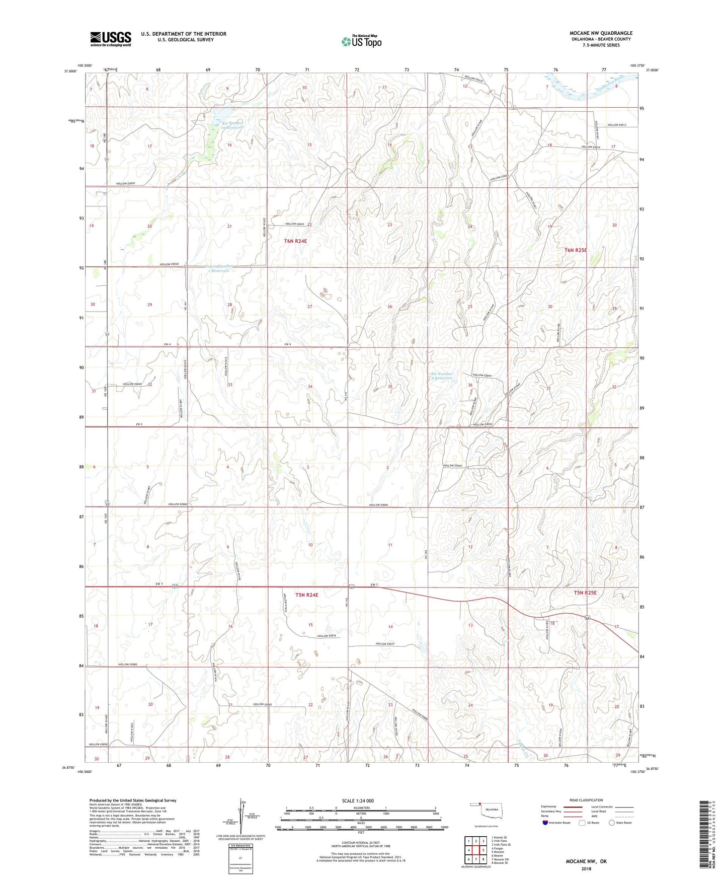 Mocane NW Oklahoma US Topo Map Image