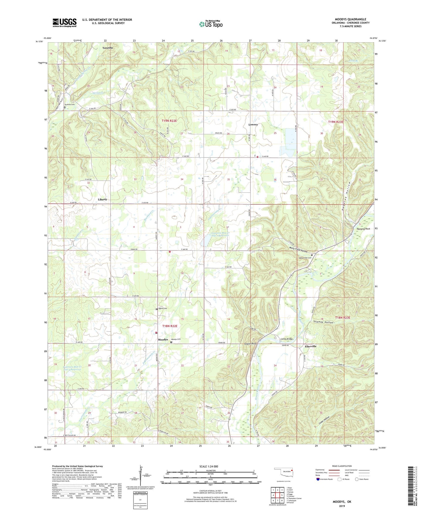 Moodys Oklahoma US Topo Map Image