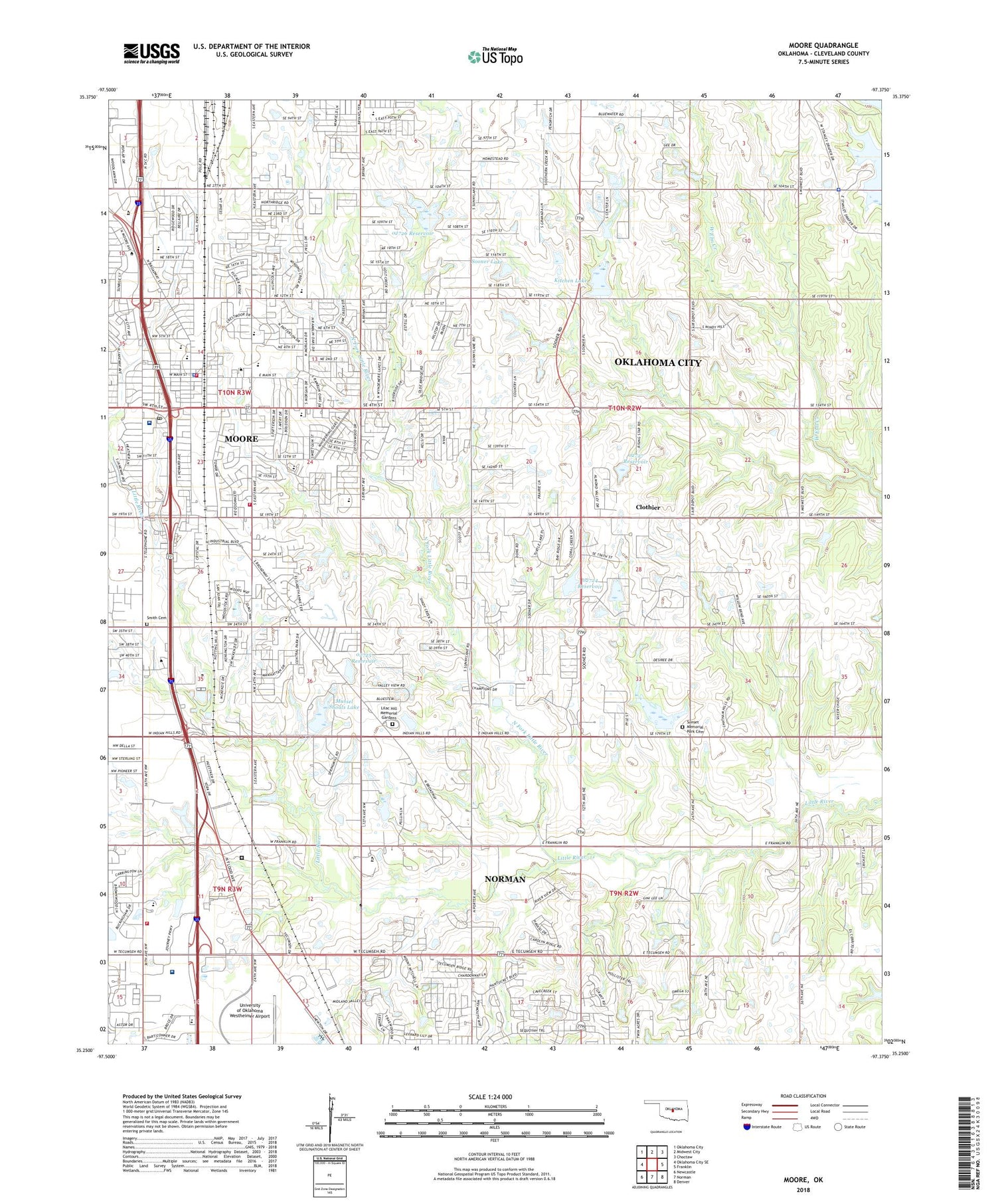 Moore Oklahoma US Topo Map Image