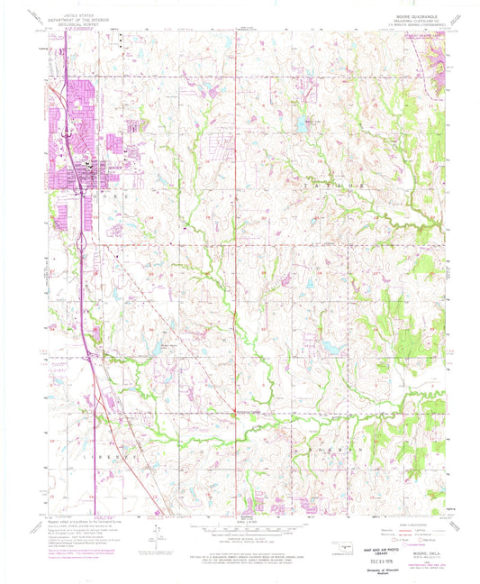 Classic USGS Moore Oklahoma 7.5'x7.5' Topo Map Image