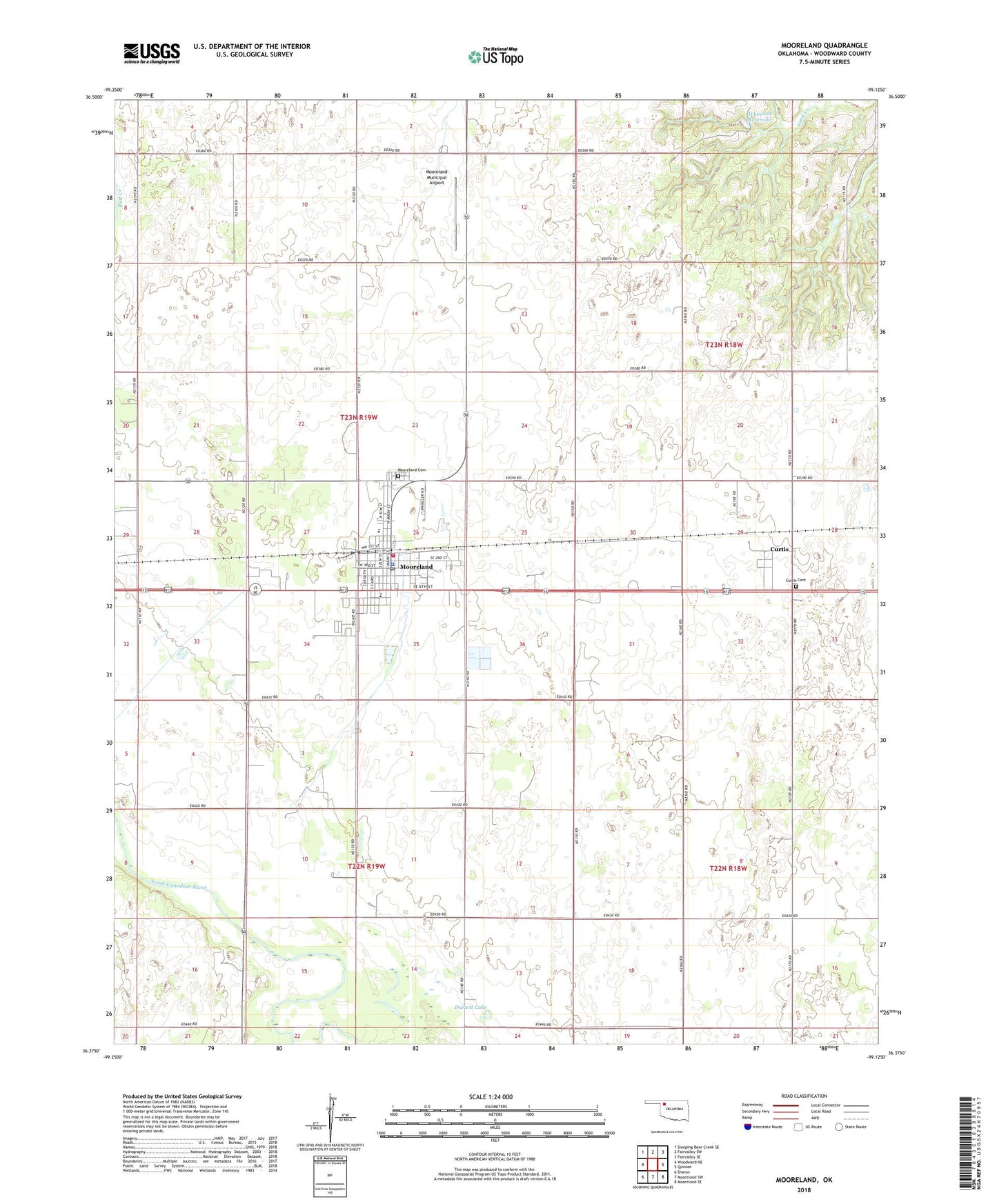 Mooreland Oklahoma US Topo Map Image