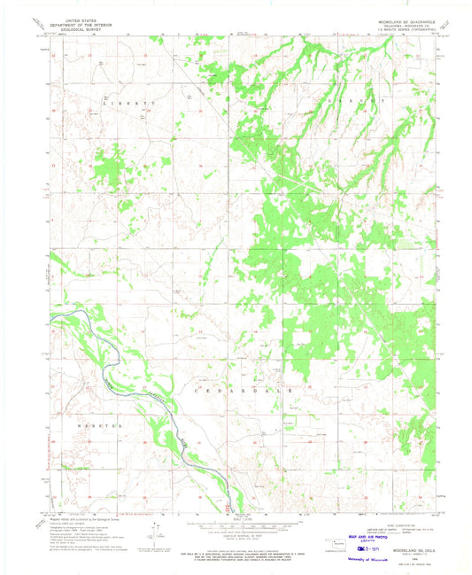 Classic USGS Mooreland SE Oklahoma 7.5'x7.5' Topo Map Image