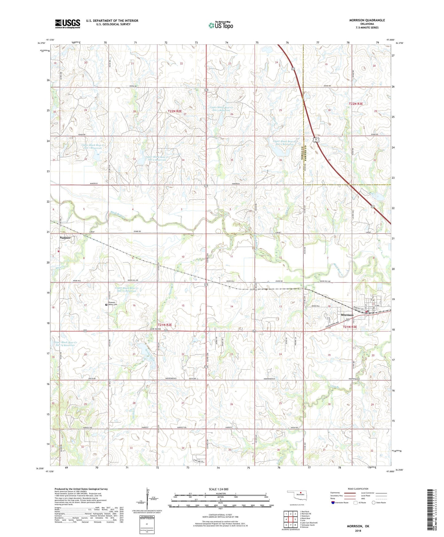 Morrison Oklahoma US Topo Map Image