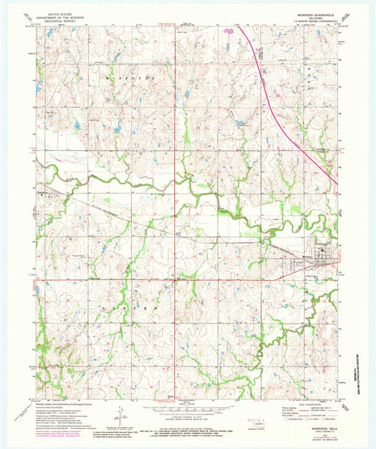 Classic USGS Morrison Oklahoma 7.5'x7.5' Topo Map Image