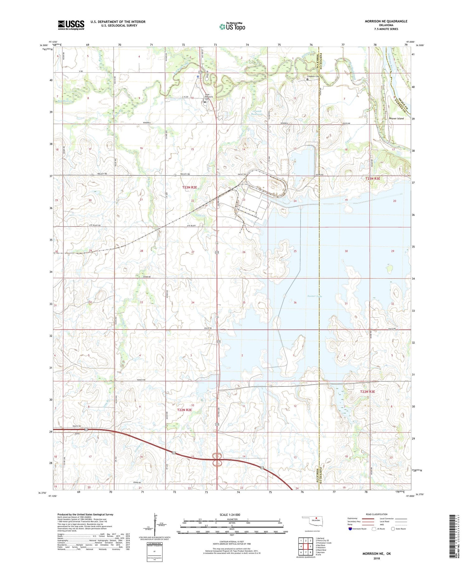 Morrison NE Oklahoma US Topo Map Image